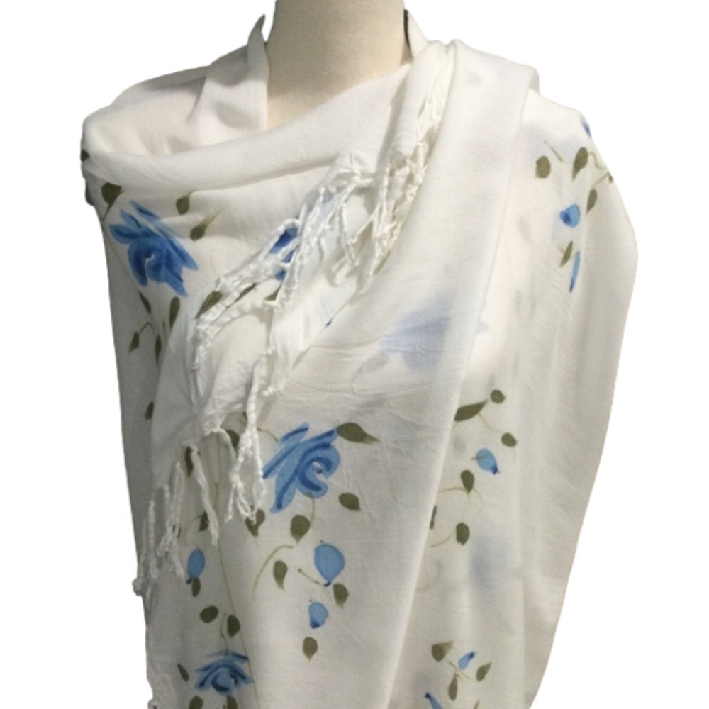Tropical Tanlines Watercolor Blue & White Floral Wrap Cover Up